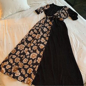 Fate Maxi Dress Floral and Polka Dot Satin Dress